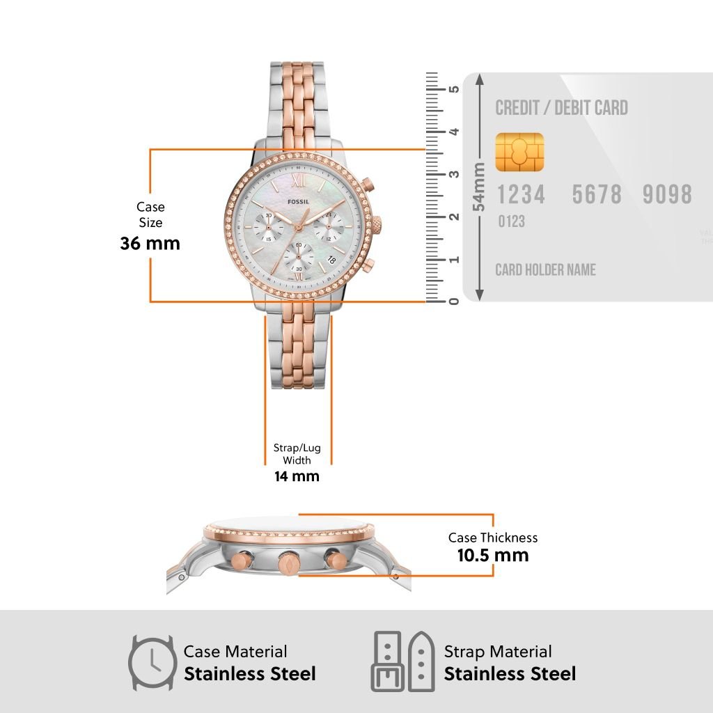 Đồng hồ nữ Fossil Chronograph Neutra dây kim loại, mặt khảm xà cừ 36MM, ES5279