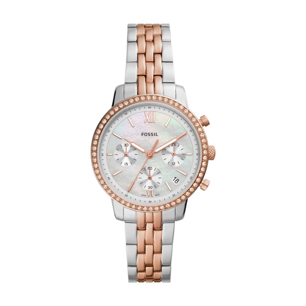 Đồng hồ nữ Fossil Chronograph Neutra dây kim loại, mặt khảm xà cừ 36MM, ES5279