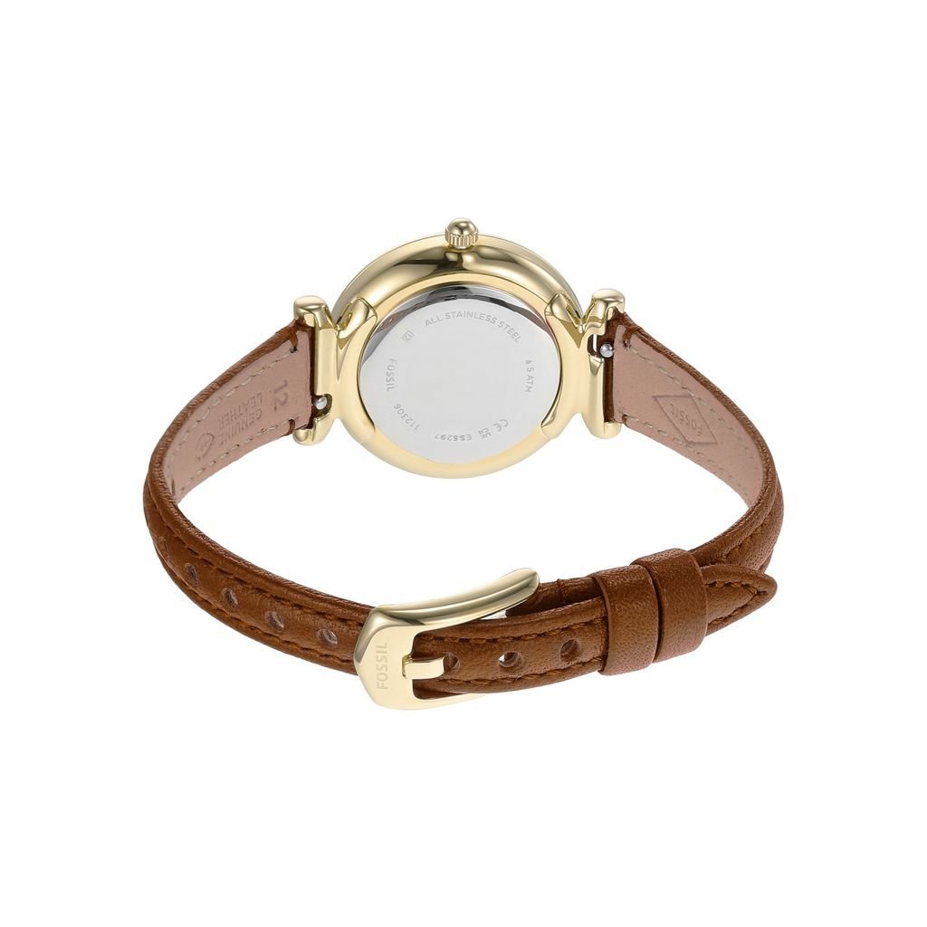 Đồng hồ nữ Fossil Carlie dây da, mặt 28 MM, màu nâu, ES5297