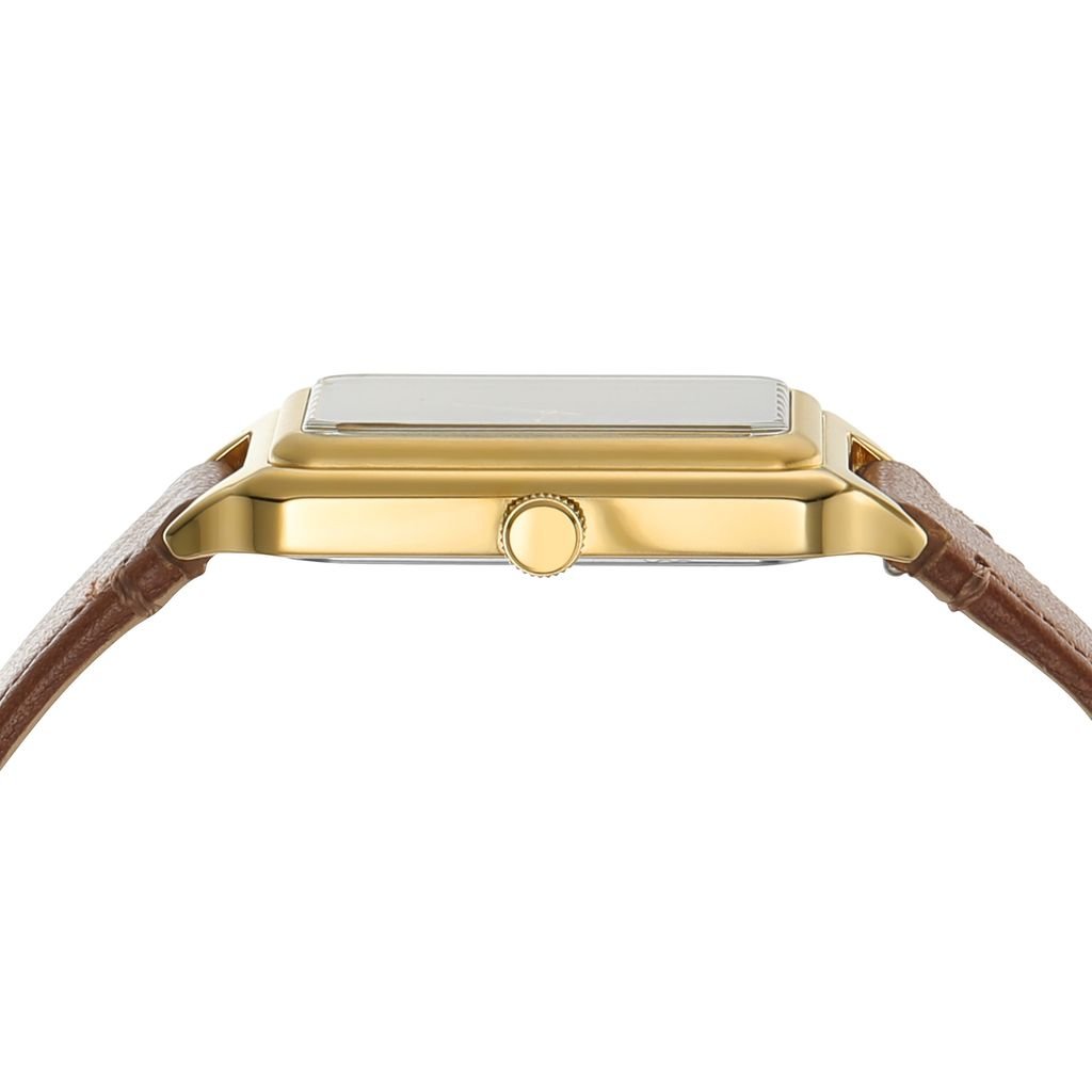 Đồng hồ nữ Fossil Raquel dây da thật màu nâu, mặt chữ nhật xám than 23 MM, ES5303