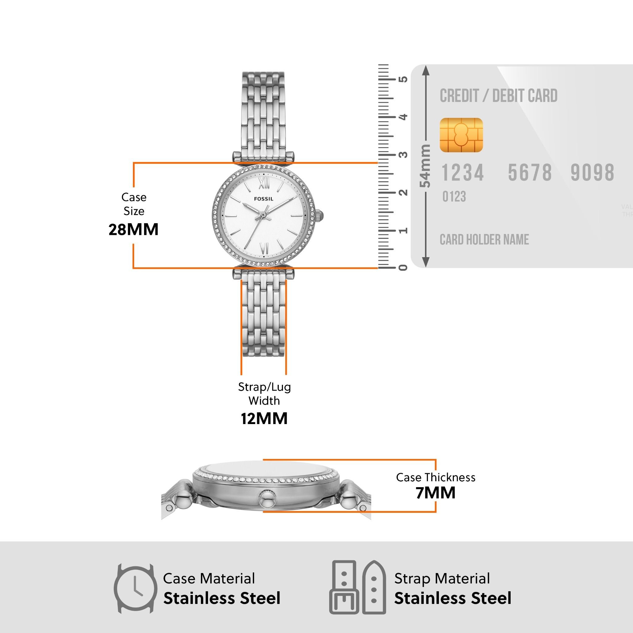  Đồng hồ nữ Fossil CARLIE dây thép không gỉ ES5315SET - màu bạc 