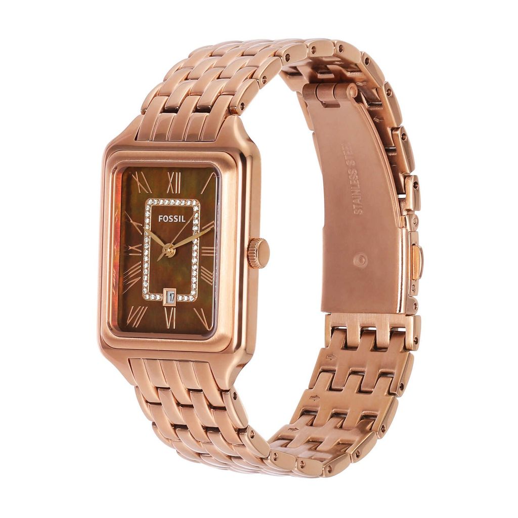 Đồng hồ nữ Fossil RAQUEL mặt xà cừ đen 26MM ES5323 màu ROSE GOLD