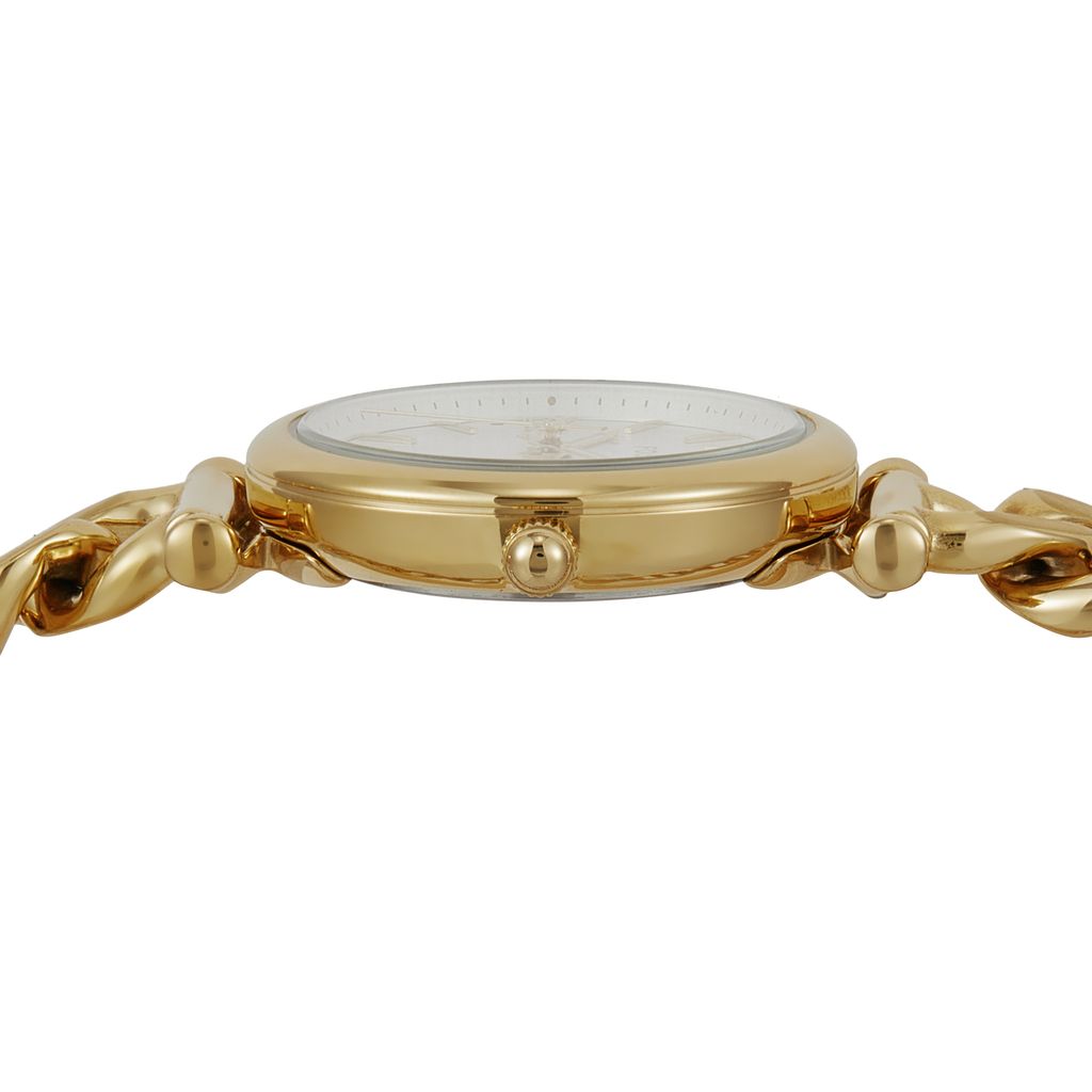 Đồng hồ nữ Fossil CARLIE ES5329 dây thép không gỉ, mặt 28MM, màu vàng, kim dạ quang và cọc số La Mã