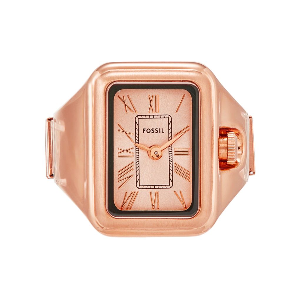 Nhẫn đồng hồ nữ Fossil RAQUEL WATCH RING ES5345 mặt 14MM dây thép không gỉ - màu vàng hồng