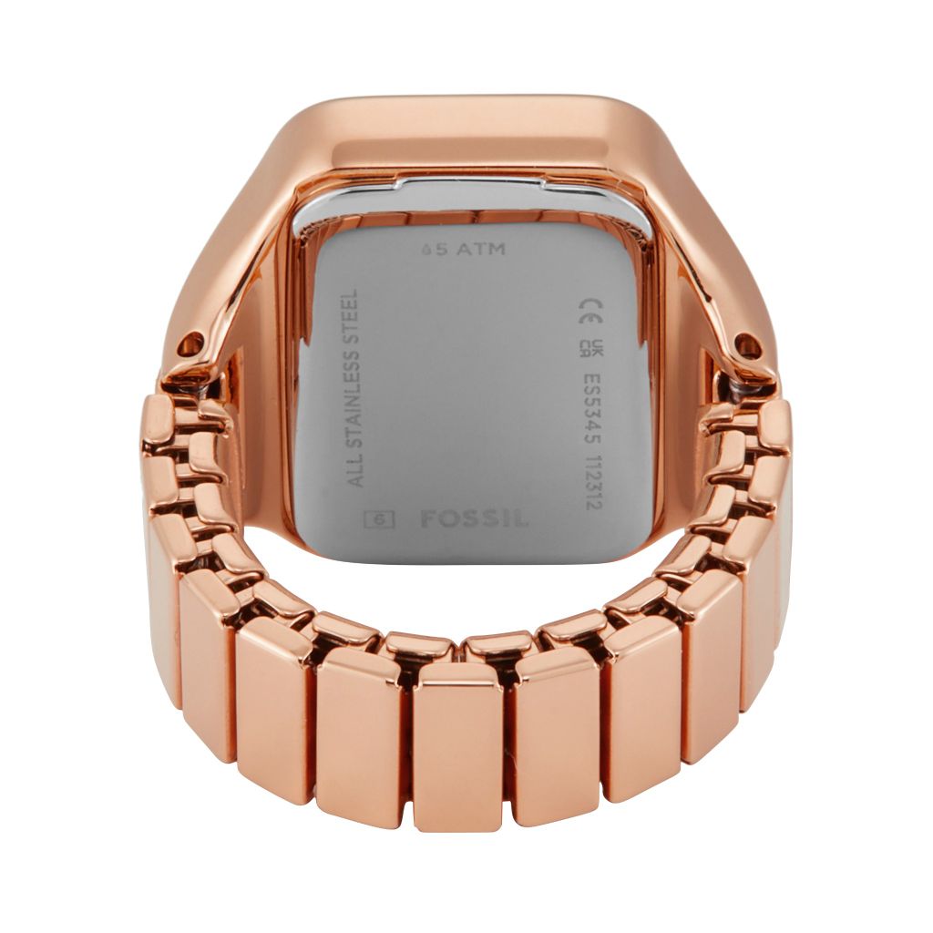 Nhẫn đồng hồ nữ Fossil RAQUEL WATCH RING ES5345 mặt 14MM dây thép không gỉ - màu vàng hồng