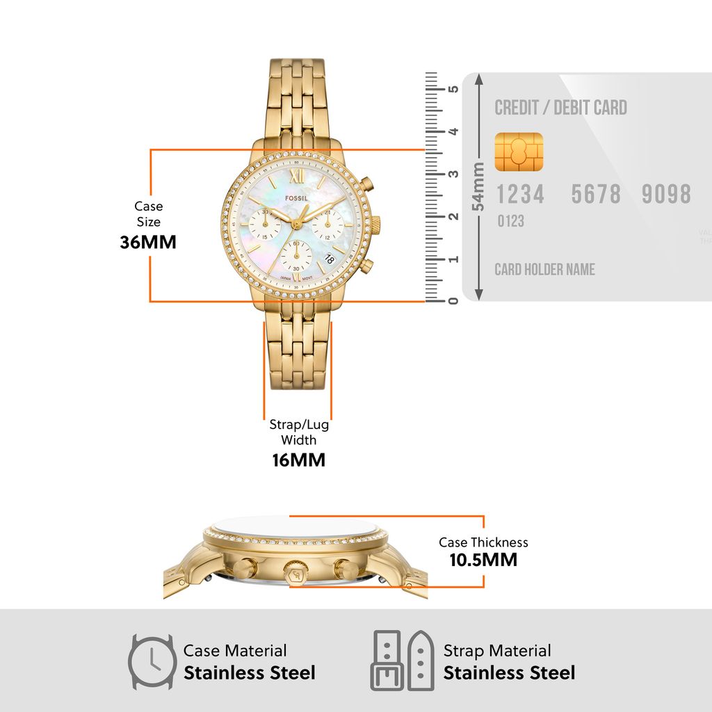 Đồng hồ nữ Fossil NEUTRA Chronograph 36mm mặt xà cừ, dây thép không gỉ ES5358