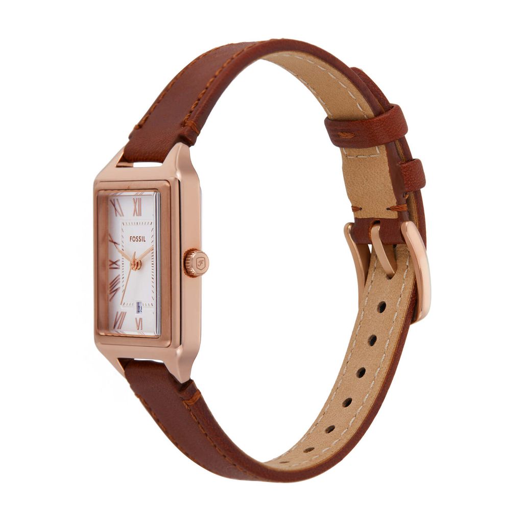 Đồng hồ nữ Fossil RAQUEL 23MM dây da nâu ES5377SET (đồng hồ + vòng tay)