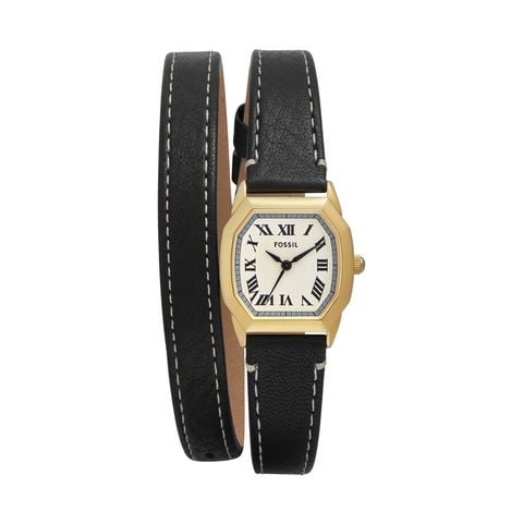 Đồng hồ nữ Fossil Harlow dây da, mặt 27MM, viền màu vàng, ES5404
