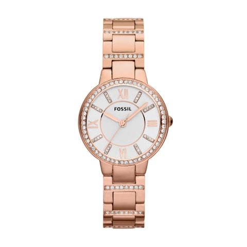 Đồng hồ nữ Fossil Virginia dây thép không gỉ, mặt 30 MM, màu vàng hồng, ES3284