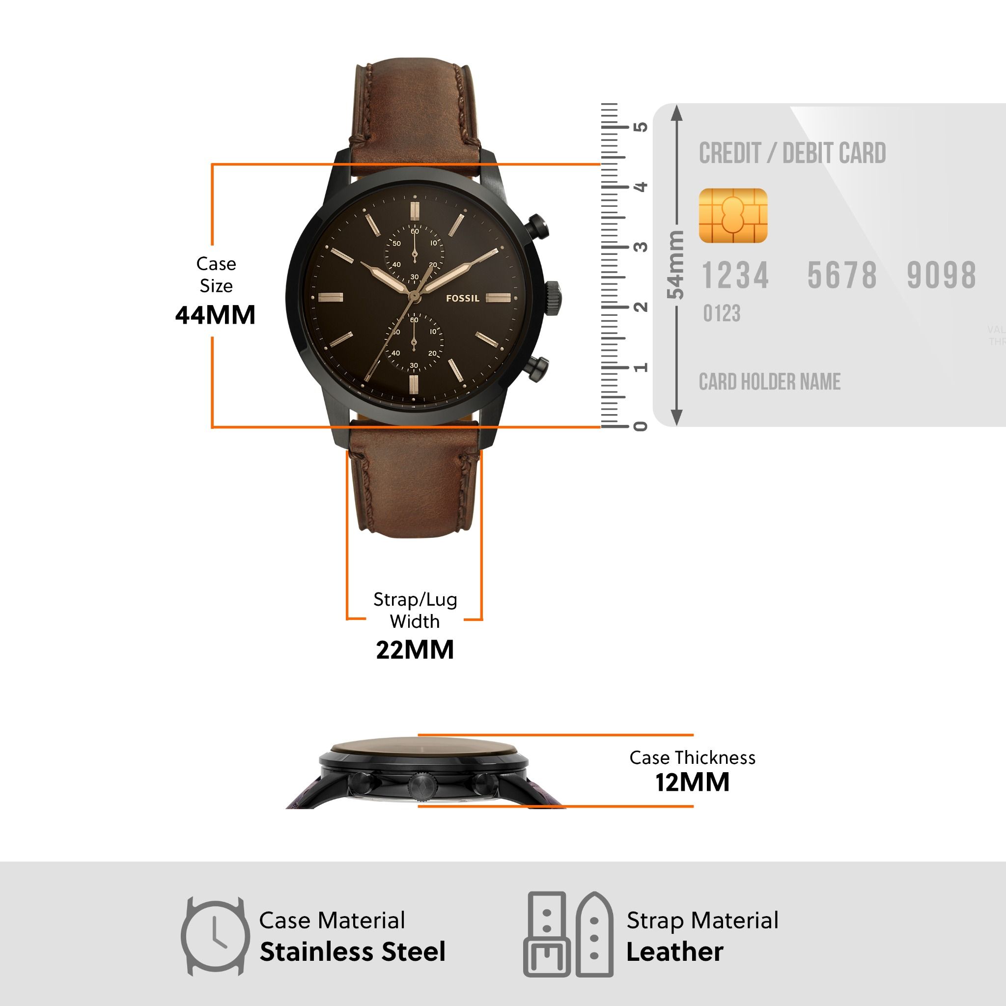  Đồng hồ nam Fossil 44MM TOWNSMAN dây da FS5437- màu nâu 