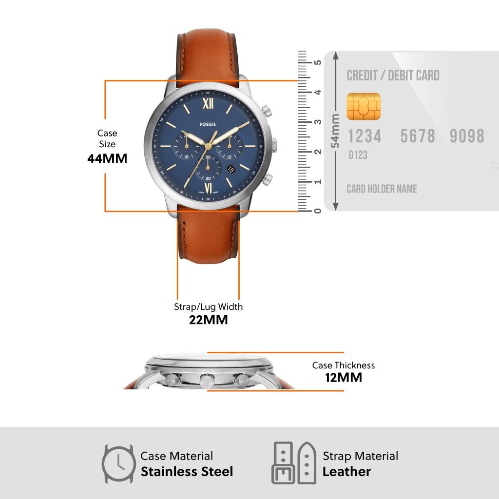 Đồng hồ nam Fossil Neutra dây da, mặt 44 MM, màu nâu, FS5453