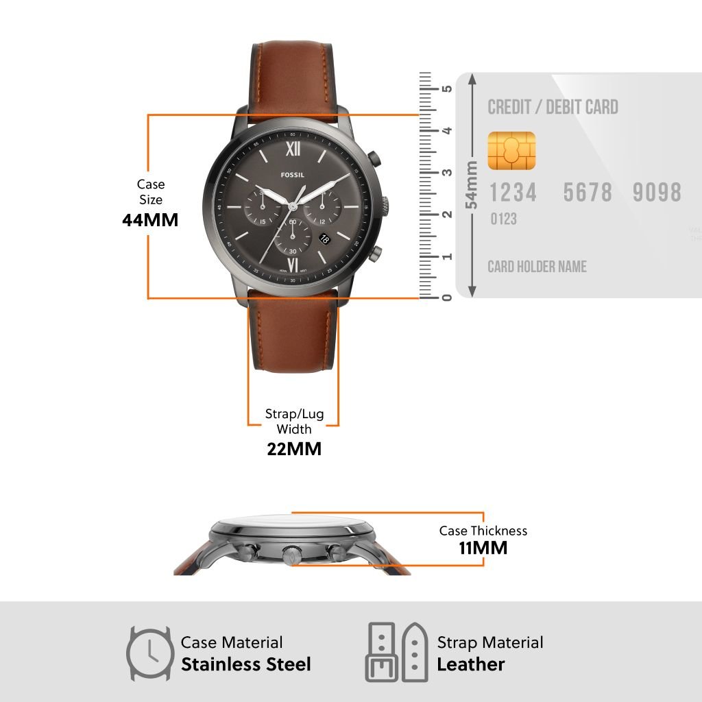Đồng hồ nam Fossil Neutra dây da, mặt 44 MM, màu nâu, FS5512