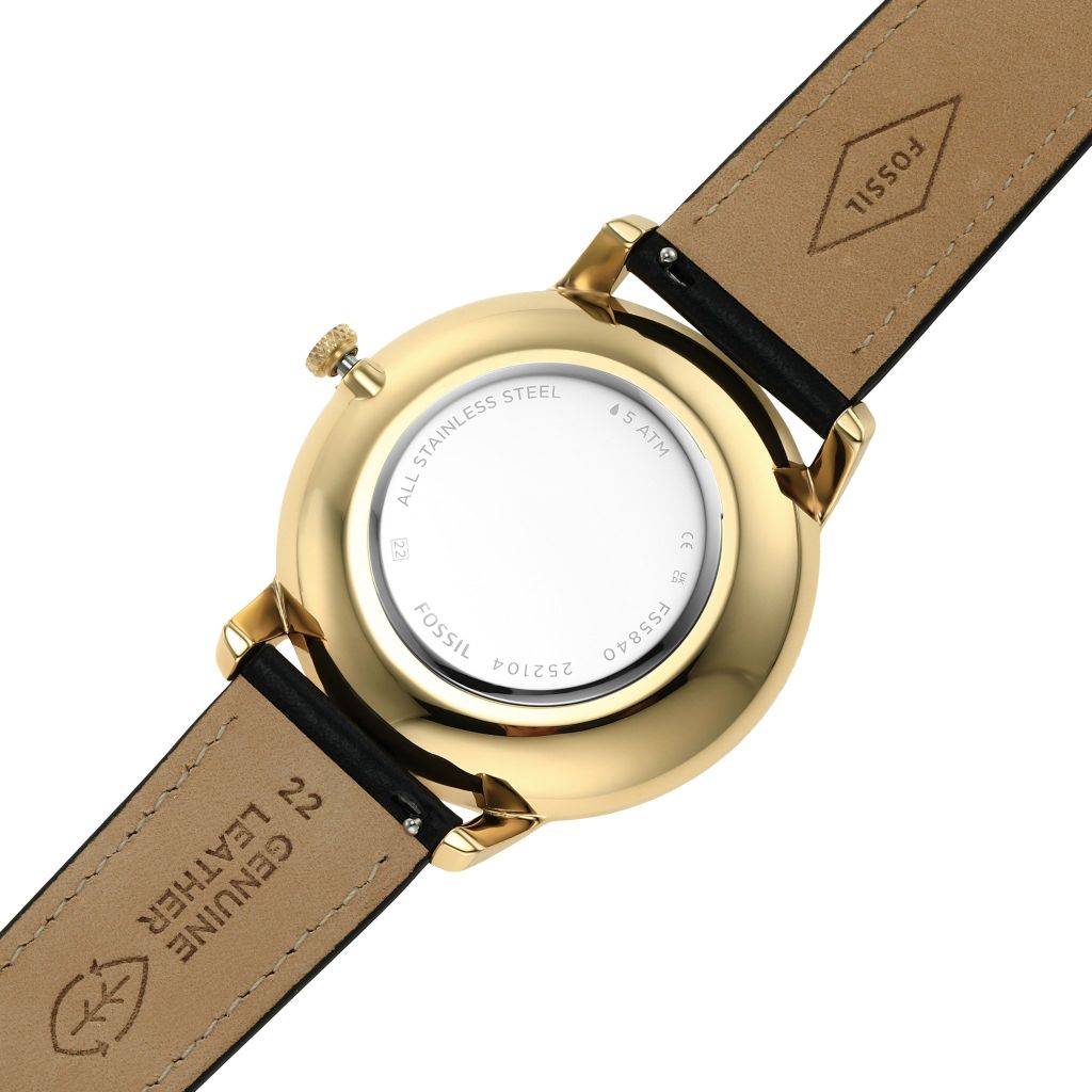 Đồng hồ nam Fossil The Minimalist Solar dây da, mặt 44 MM, màu đen, FS5840