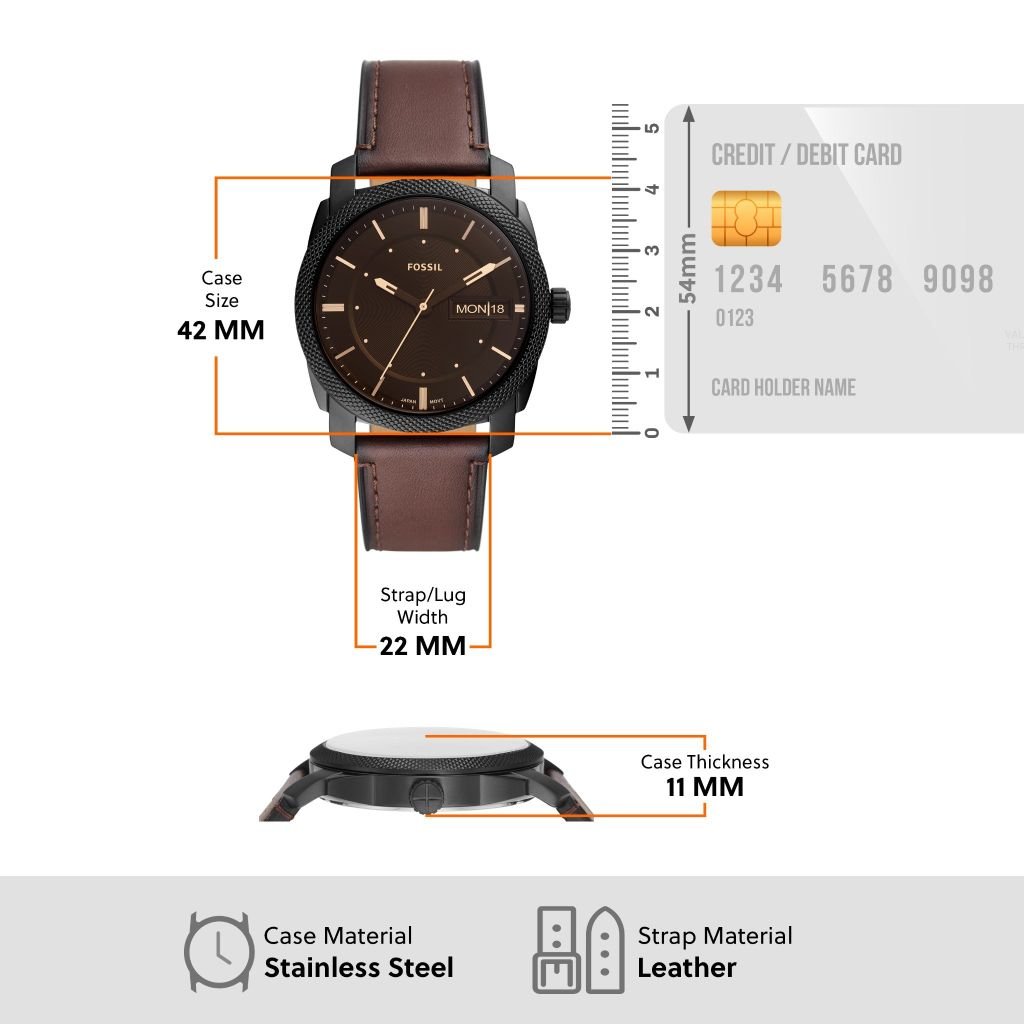 Đồng hồ nam Fossil Machine dây da, mặt 42 MM, màu nâu, FS5901