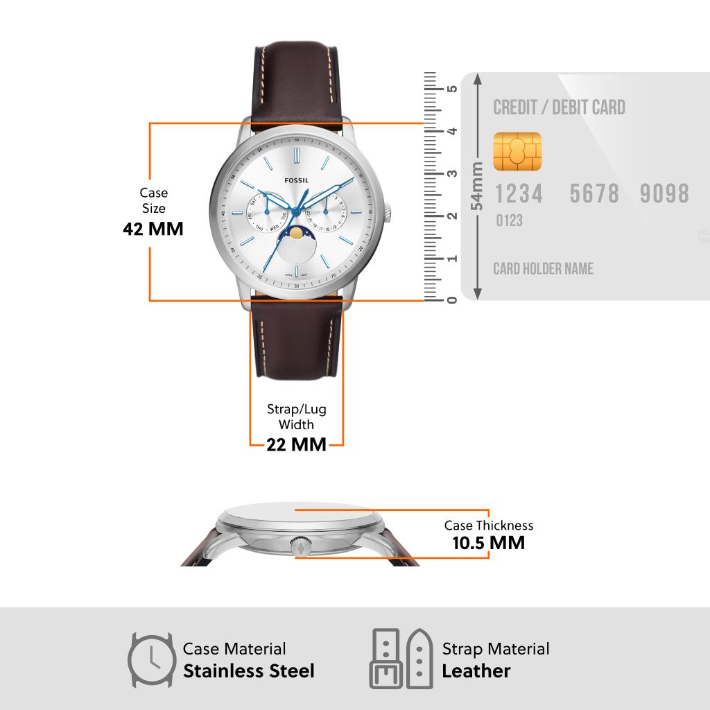 Đồng hồ nam Fossil Neutra Minimalist dây da, mặt 42 MM, màu nâu, FS5905
