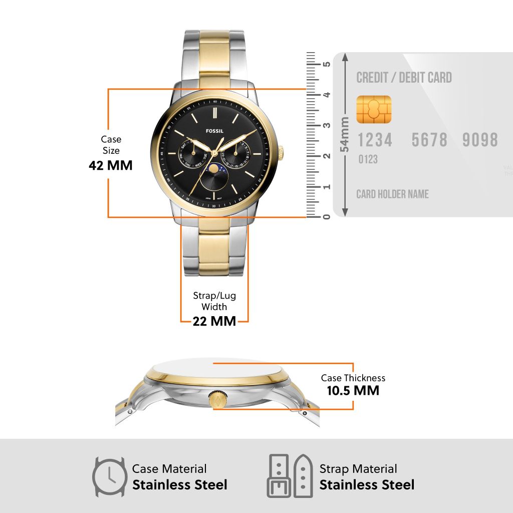 Đồng hồ nam Fossil Neutra Minimalist dây kim loại, mặt 42 MM, hai màu, FS5906