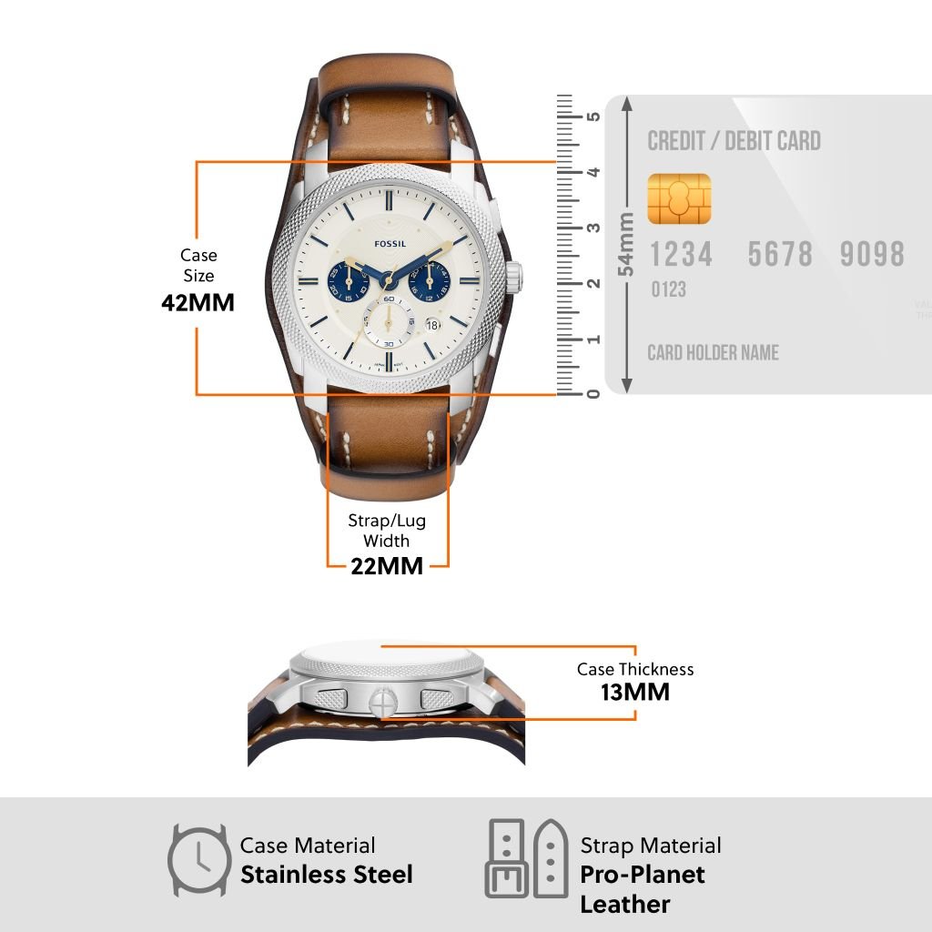 Đồng hồ nam Fossil Machine Chronograph dây da thật, mặt 42 MM, màu nâu, FS5922