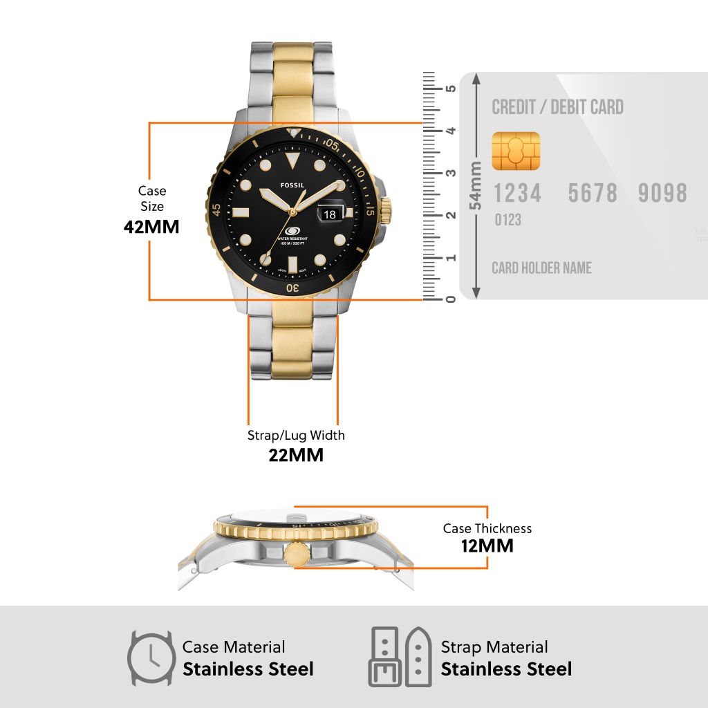 Đồng hồ nam Fossil Fossil Blue dây kim loại, mặt 42 MM, hai màu, FS5951