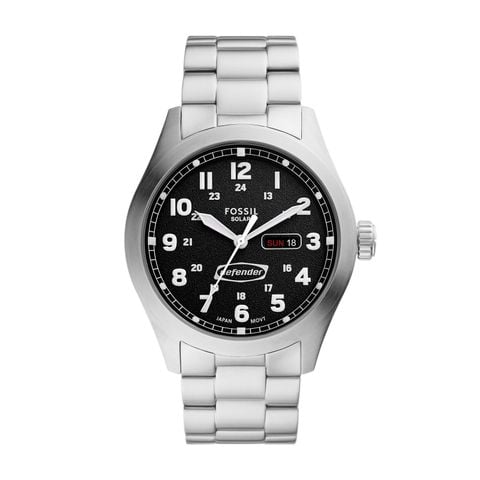 Đồng hồ nam Fossil DEFENDER SOLAR dây thép không gỉ, mặt đen 46MM FS5976