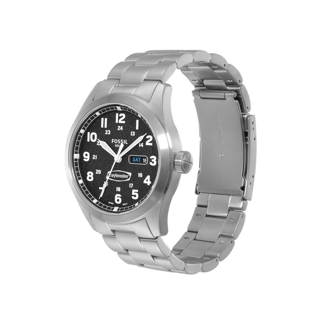 Đồng hồ nam Fossil DEFENDER SOLAR dây thép không gỉ, mặt đen 46MM FS5976