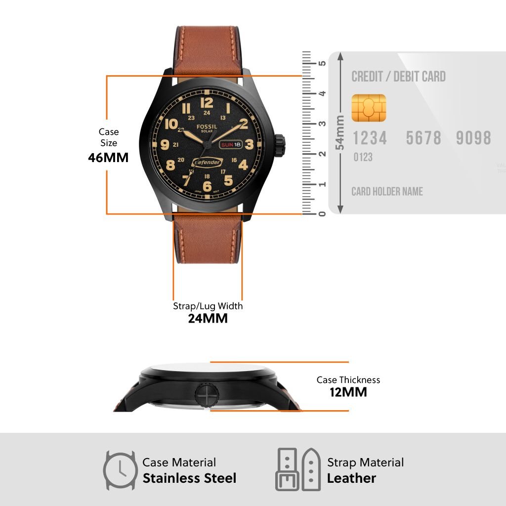 Đồng hồ nam Fossil Defender dây da, mặt 46 MM, màu nâu, FS5978