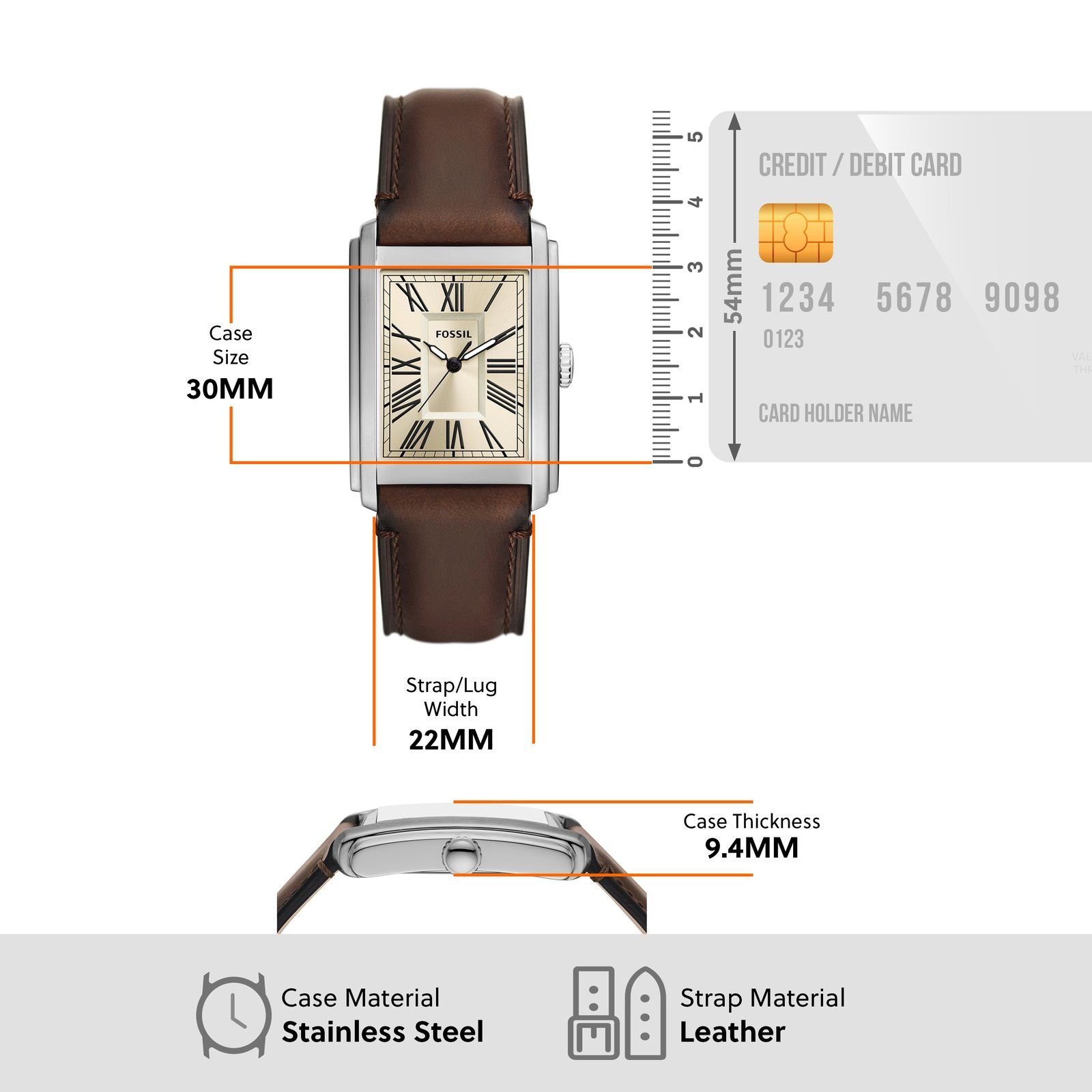  Đồng hồ nam Fossil CARRAWAY dây da FS6012 - màu nâu 