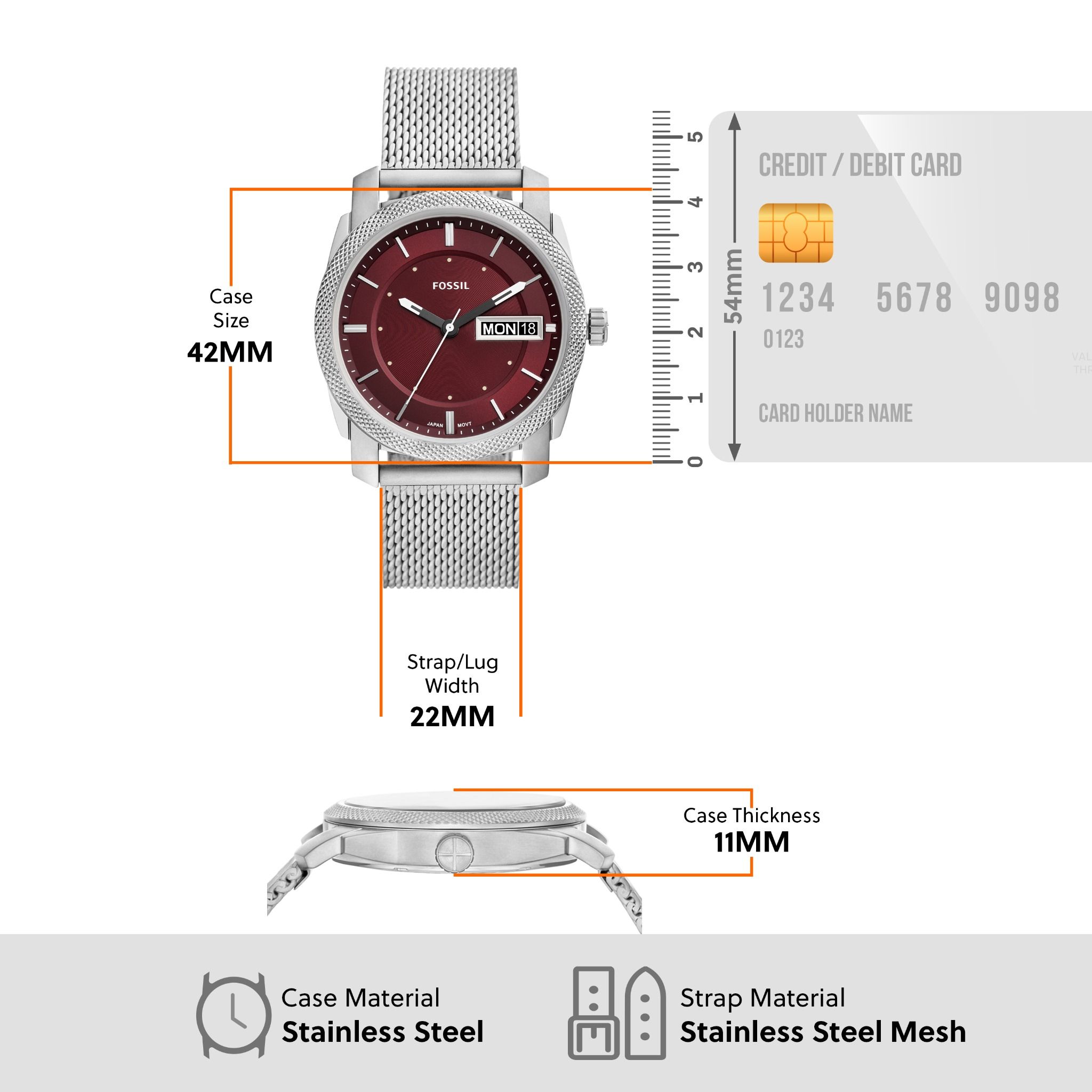 Đồng hồ nam Fossil Machine dây thép lưới FS6014 - màu bạc – Fossil Việt Nam