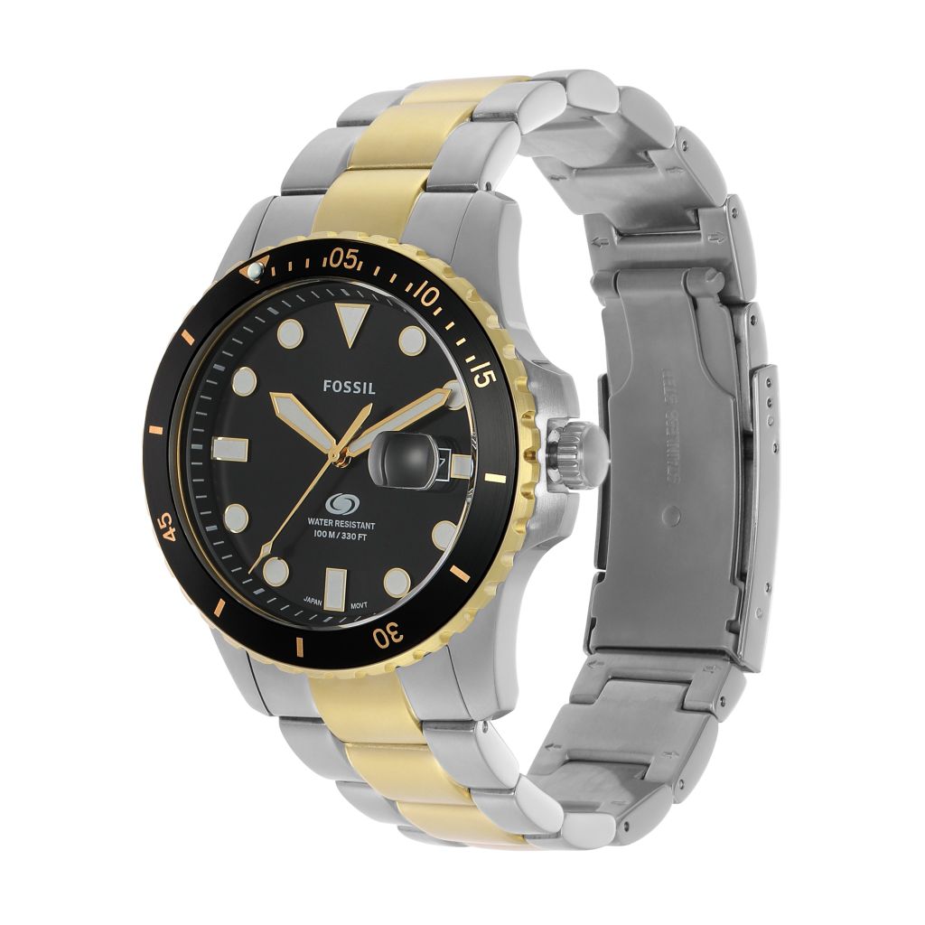 Đồng hồ nam Fossil Blue Dive, dây kim loại 2 màu, mặt 42MM màu đen, FS6031