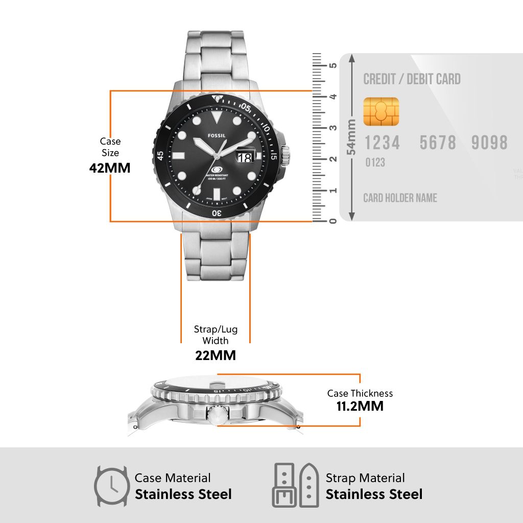 Đồng hồ nam Fossil FOSSIL BLUE FS6032 dây Thép không gỉ màu Bạc 42MM