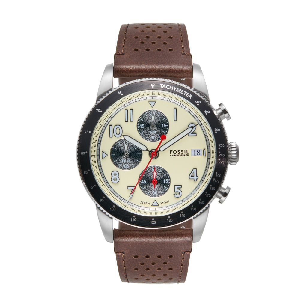 Đồng hồ nam Fossil SPORT TOURER Chronograph bấm giờ, dây da LiteHide da thật màu nâu, mặt số 42MM, FS6042