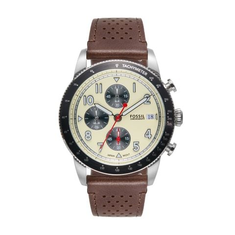 Đồng hồ nam Fossil SPORT TOURER Chronograph bấm giờ, dây da LiteHide da thật màu nâu, mặt số 42MM, FS6042