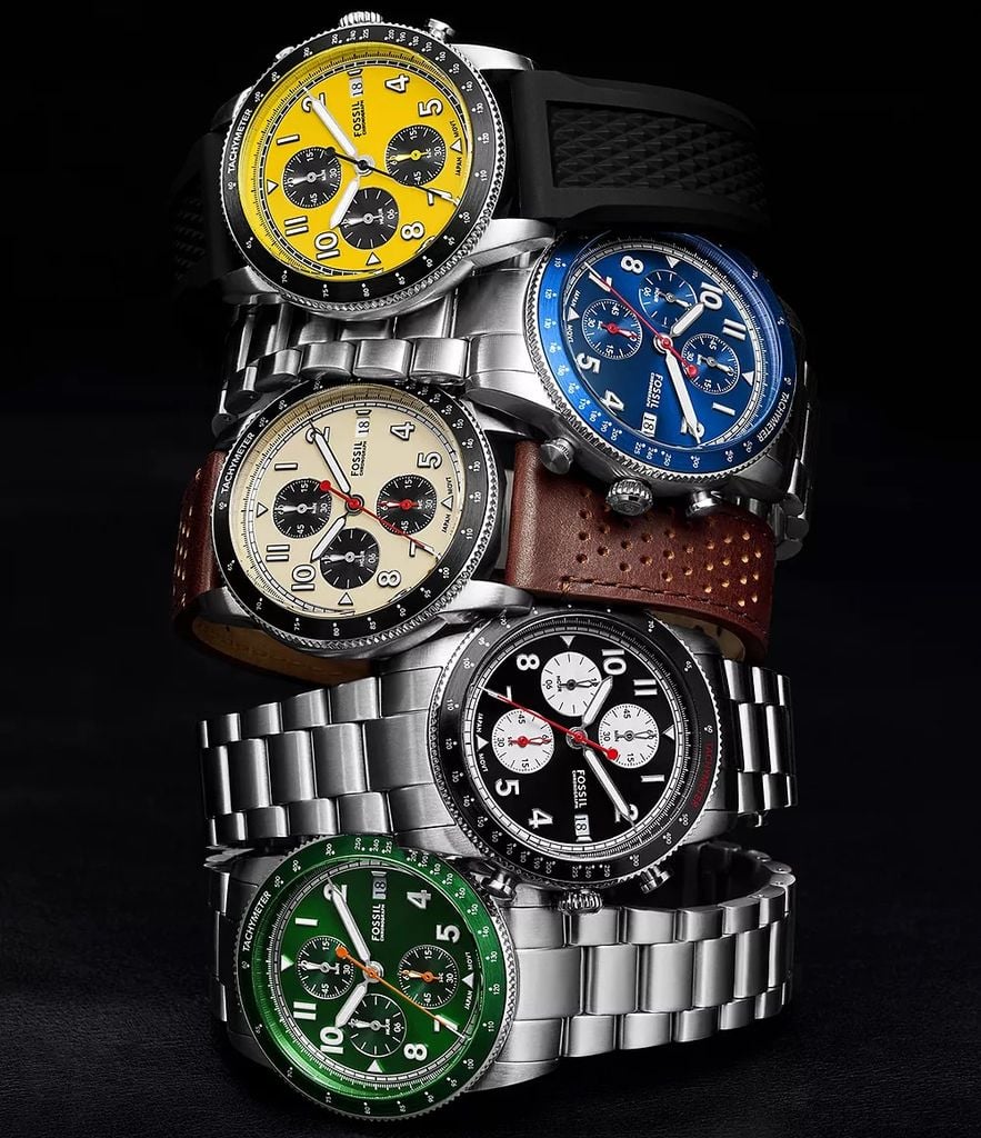 Đồng hồ nam Fossil SPORT TOURER Chronograph bấm giờ, dây da LiteHide da thật màu nâu, mặt số 42MM, FS6042
