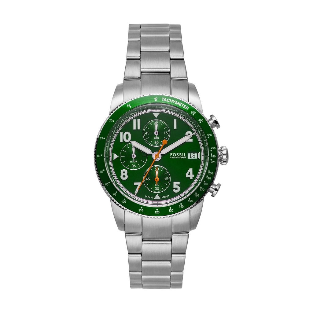 Đồng hồ nam Fossil SPORT TOURER 42MM mặt xanh lá dây thép không gỉ FS6048