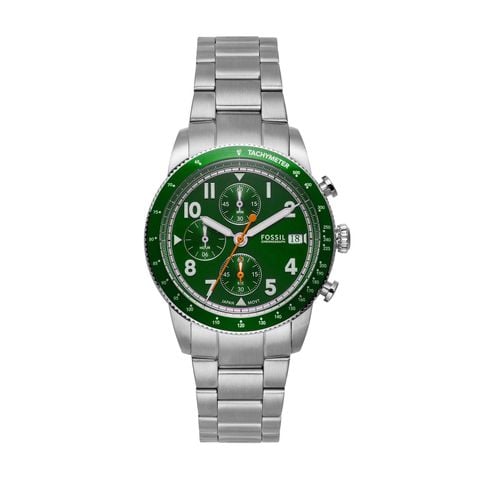 Đồng hồ nam Fossil SPORT TOURER 42MM mặt xanh lá dây thép không gỉ FS6048