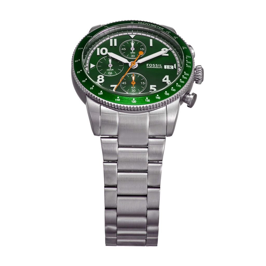 Đồng hồ nam Fossil SPORT TOURER 42MM mặt xanh lá dây thép không gỉ FS6048