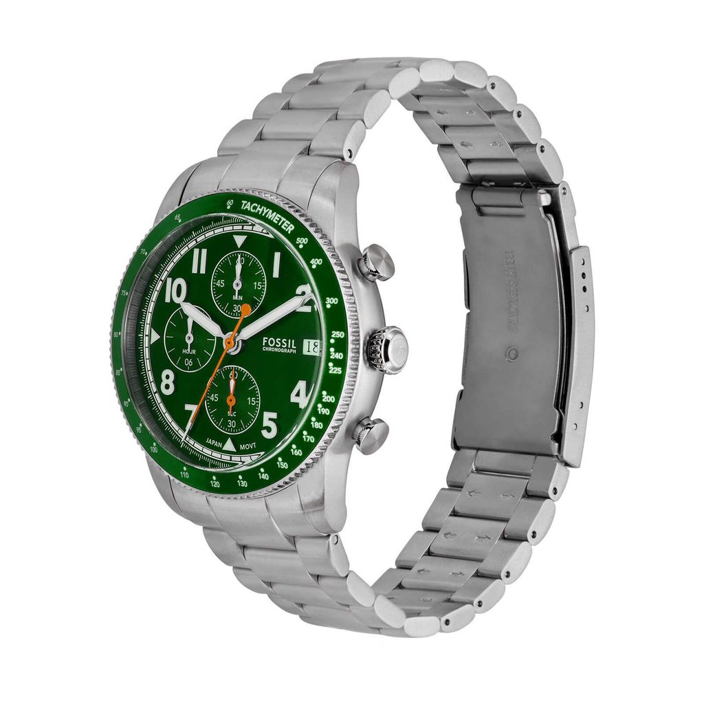 Đồng hồ nam Fossil SPORT TOURER 42MM mặt xanh lá dây thép không gỉ FS6048