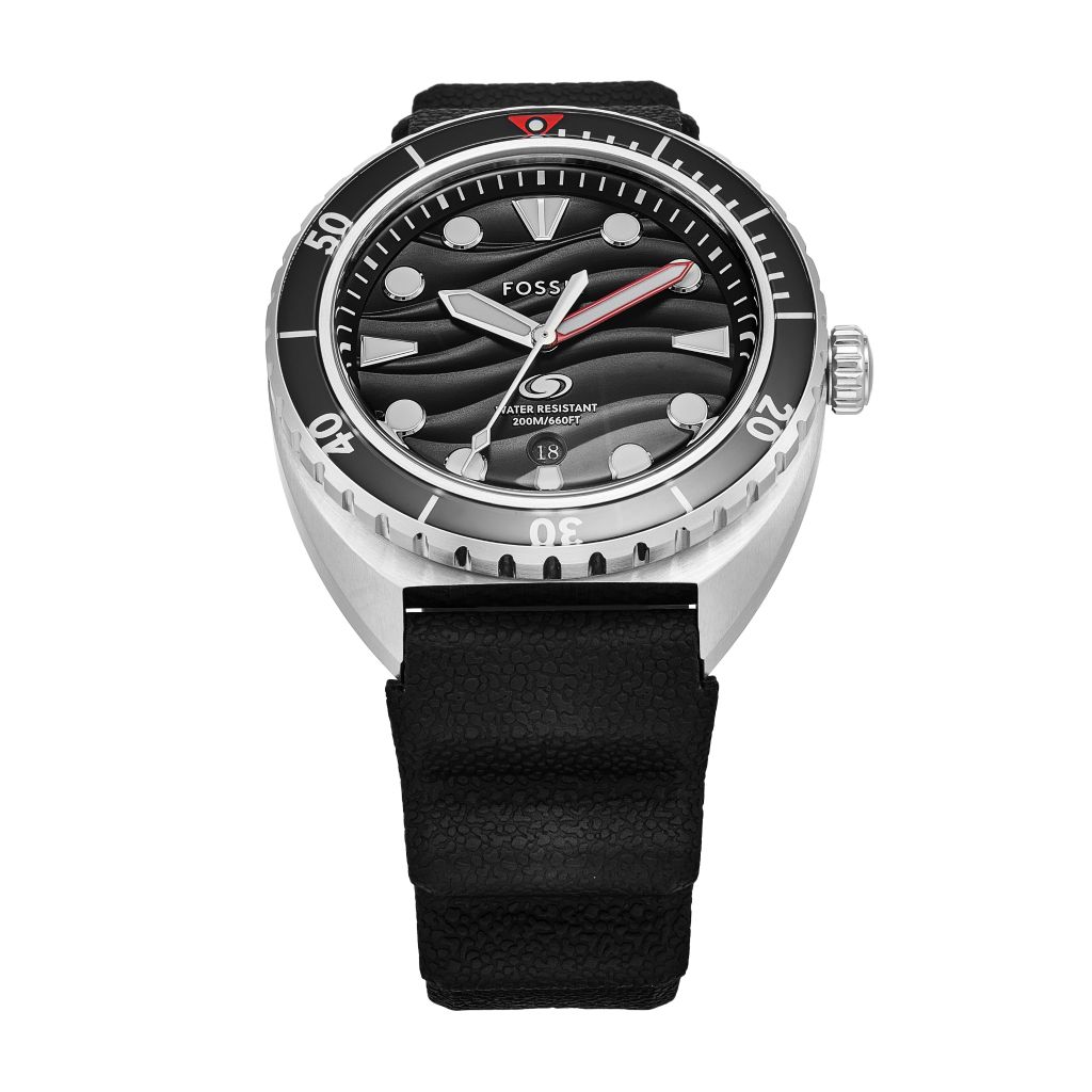 Đồng hồ nam Fossil Breaker Dive kháng nước 20 ATM bơi lặn, mặt 42mm, dây slicone FS6062 - màu đen