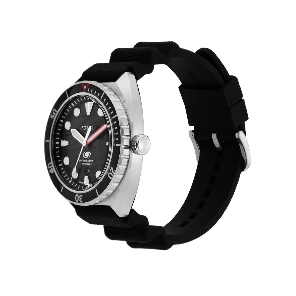 Đồng hồ nam Fossil Breaker Dive kháng nước 20 ATM bơi lặn, mặt 42mm, dây slicone FS6062 - màu đen