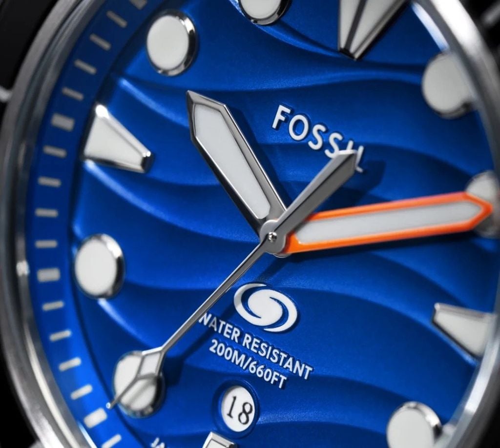 Đồng hồ nam Fossil Breaker Dive kháng nước 20 ATM, dây thép không gỉ màu bạc, mặt xanh 42MM, FS6064