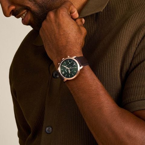 Đồng hồ nam Fossil NEUTRA Chronograph 44mm mặt xanh lá, dây da FS6073