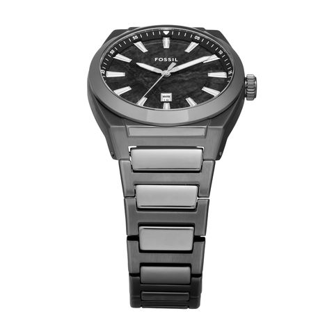 Đồng hồ nam Fossil EVERETT FS6075, mặt số 42mm bằng đá cẩm thạch đen, dây màu xám