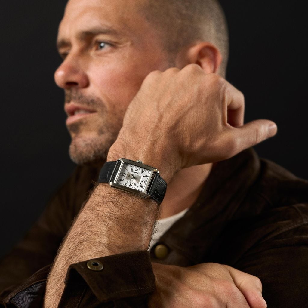 Đồng hồ nam Fossil CARRAWAY FS6078 mặt xám 30mm, dây da đen