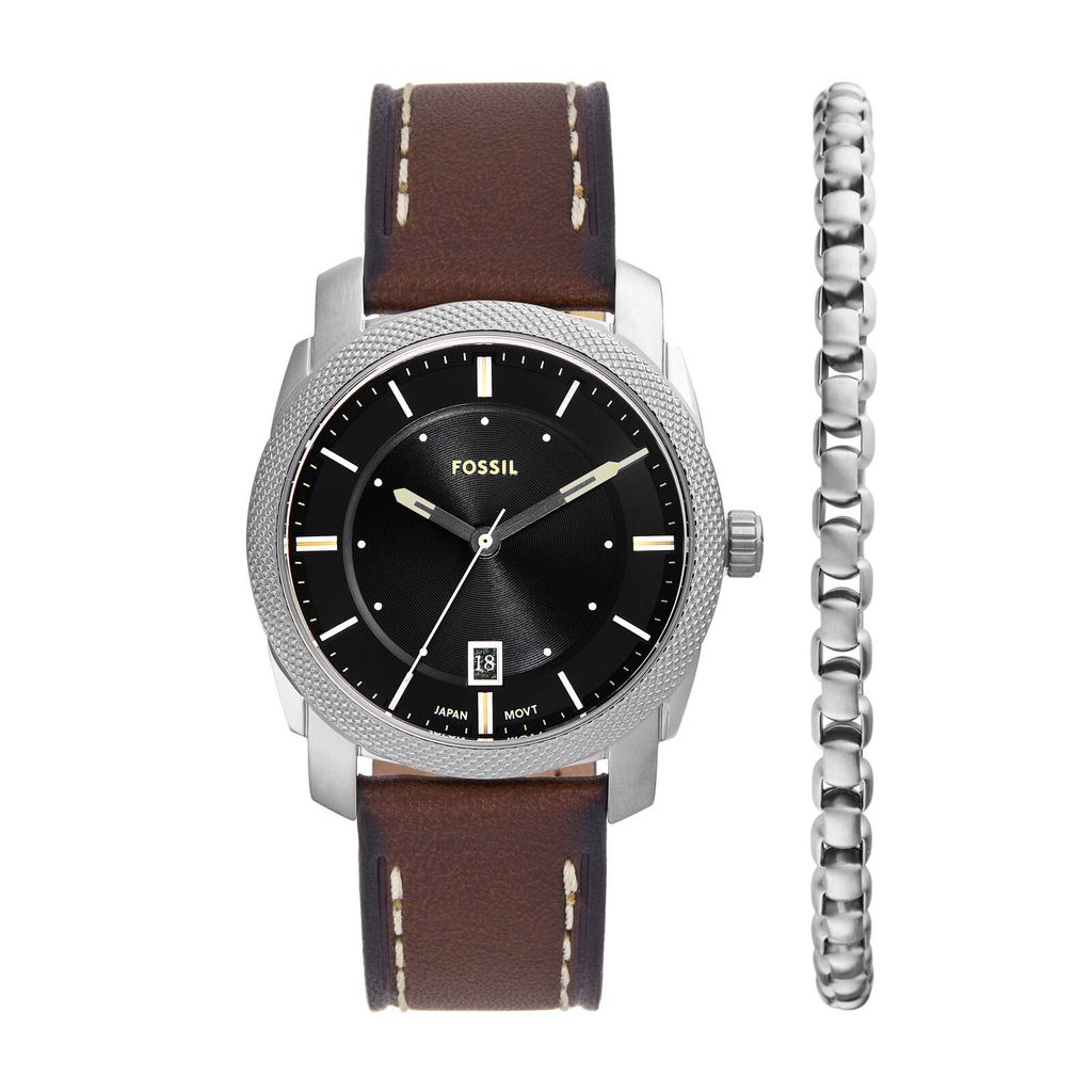 Đồng hồ nam Fossil MACHINE 42MM dây da nâu FS6081SET (đồng hồ + vòng tay)
