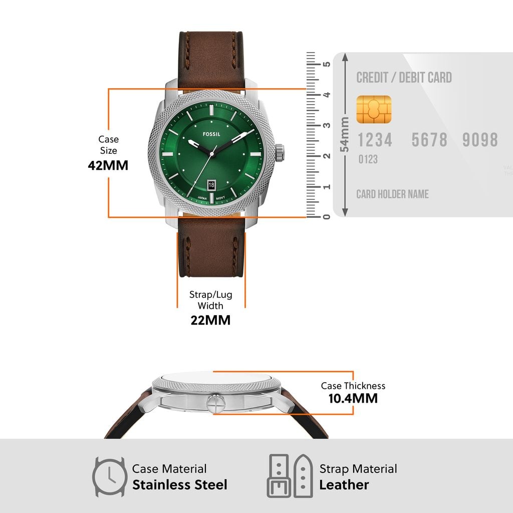 Đồng hồ nam Fossil MACHINE dây da 42MM mặt xanh lá FS6085