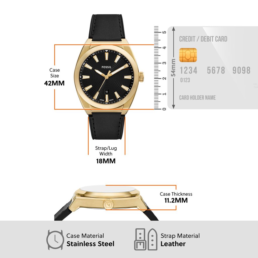 Đồng hồ nam Fossil EVERETT 42MM dây da đen FS6089