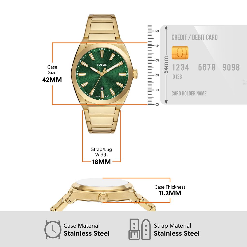 Đồng hồ nam Fossil EVERETT 42MM dây thép không gỉ màu GOLD FS6090
