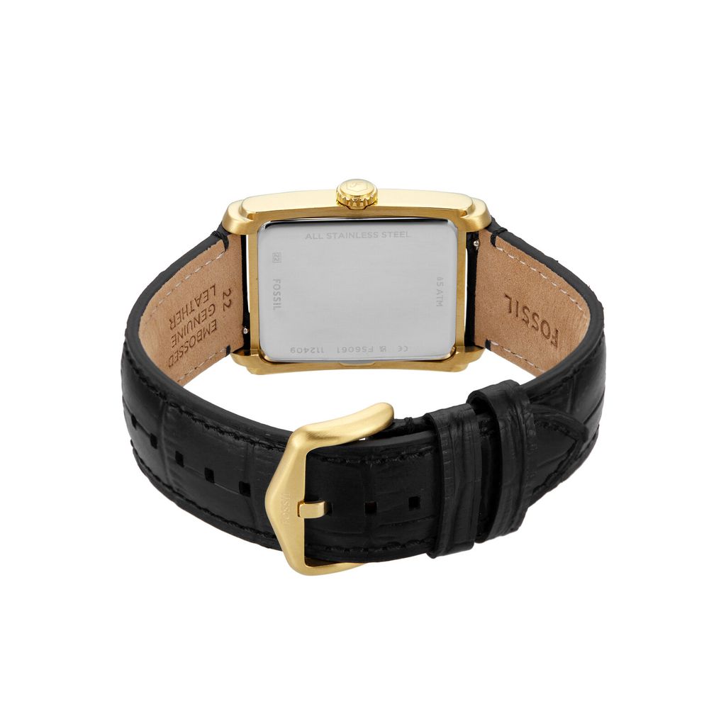 Đồng hồ nam Fossil CARRAWAY FS6091 mặt đen 30mm, dây da đen