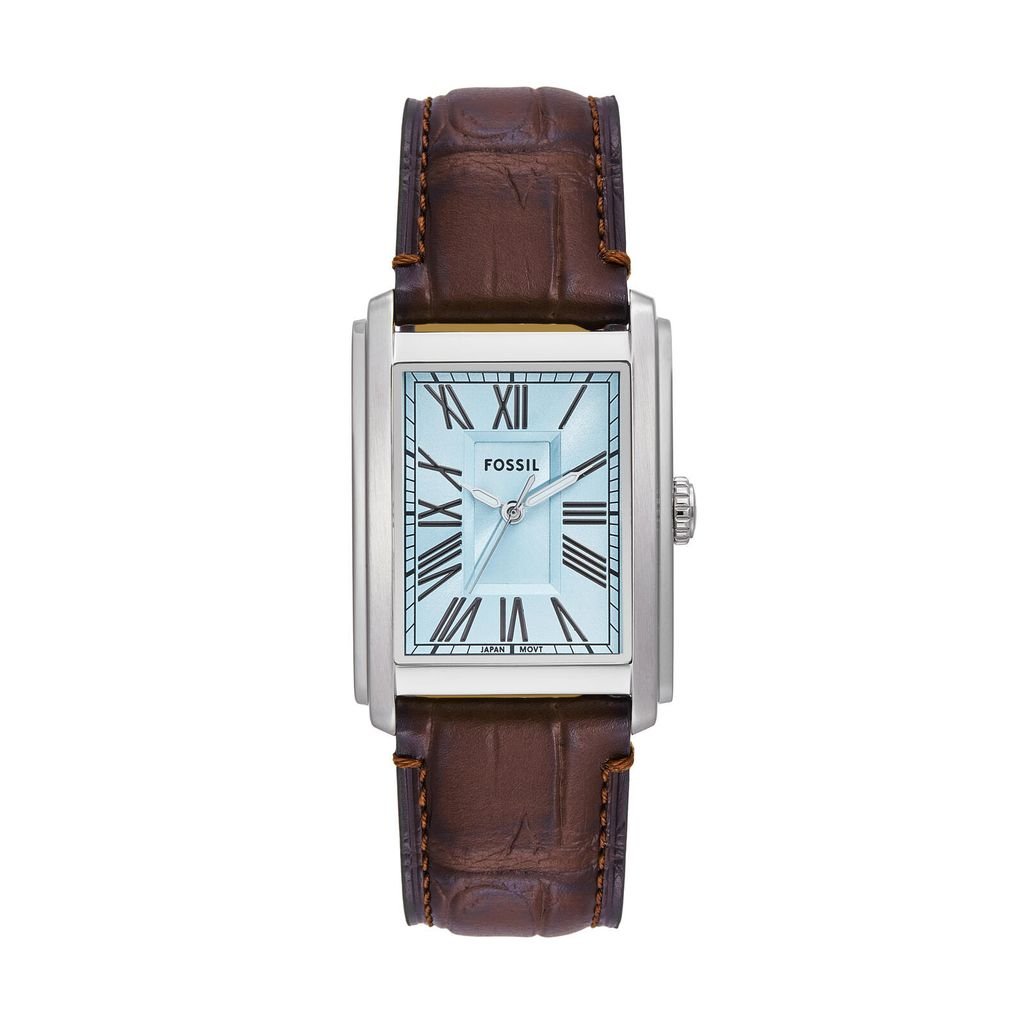 Đồng hồ nam Fossil Carraway dây da, mặt 30MM, màu xanh dương nhạt, FS6110
