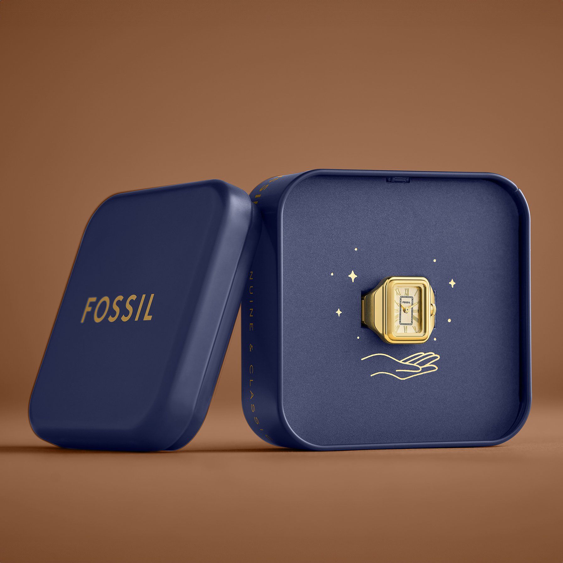  Nhẫn đồng hồ nữ Fossil RAQUEL WATCH RING ES5343 dây thép không gỉ - màu vàng 