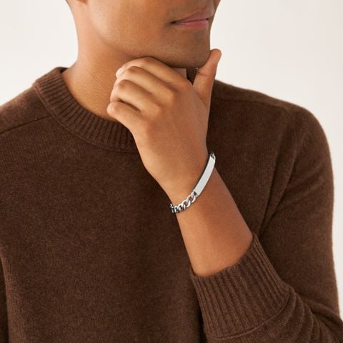 Vòng tay Fossil Drew dây kim loại Chain Cuban JF04164040